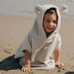 Bamboom Badponcho Baby 0–2 Jaar - Bamboe Wafel Terry - Warm White