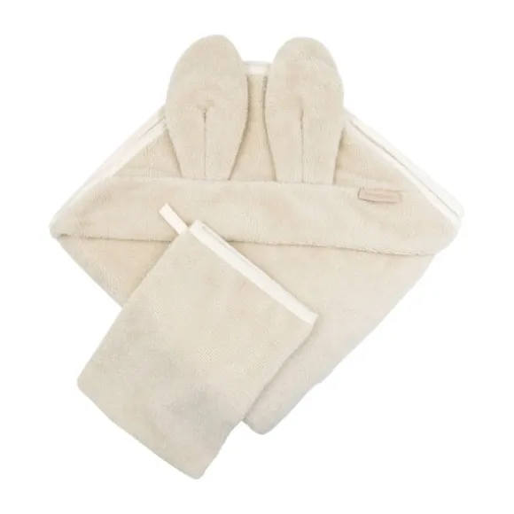Bamboom New Born Badcape met Oren + Washand - Sand