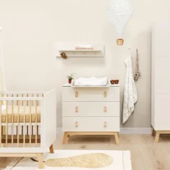 Bopita Babykamer Lines - Dune / Naturel | Ledikant 60 x 120 cm + Commode