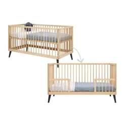 Bopita Fay Bedbank 70x140 cm - Naturel/Mat Zwart
