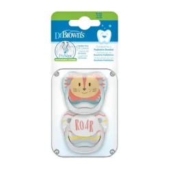Dr. Brown's Animal Faces Fopspeen Fase 1 Turquoise / Grijs