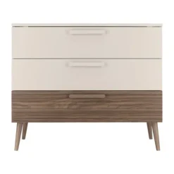 Europe Baby Sev Babykamer Oatmeal/Walnoot | Ledikant 60x120 + Commode