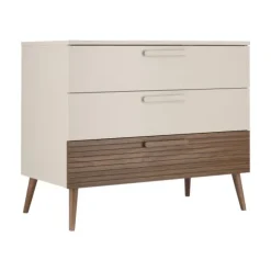 Europe Baby Sev Babykamer Oatmeal/Walnoot | Ledikant 60x120 + Commode