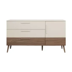 Europe Baby Sev Babykamer Oatmeal/Walnoot | Ledikant 60x120 + Commode