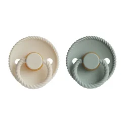 FRIGG Rope Fopspeen Cream / Sage 0-6 Mnd 2 Stuks