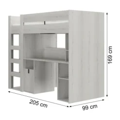 Gautier Lugano Hoog Bed - 90x200 cm - Gebleekte Helvezia Eik