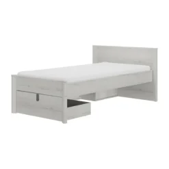 Gautier Lugano Laag Compact Bed - 90x200 cm - Gebleekte Helvezia Eiken