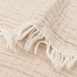 Jollein Deken Ledikant - 120 x 120 cm - Fringe Stripe Sea Green/Ivory GOTS