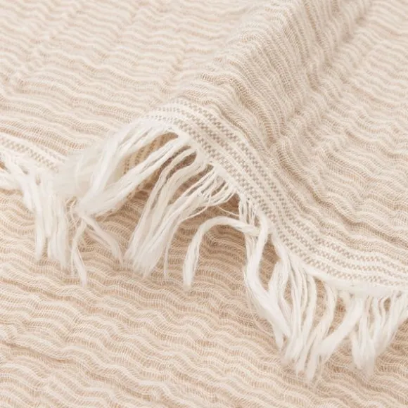 Jollein Deken Ledikant - 120 x 120 cm - Fringe Stripe Sea Green/Ivory GOTS