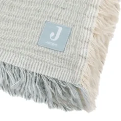 Jollein Deken Ledikant - 120 x 120 cm - Fringe Stripe Sea Green/Ivory GOTS