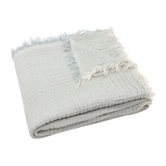 Jollein Deken Ledikant - 120 x 120 cm - Fringe Stripe Sea Green/Ivory GOTS