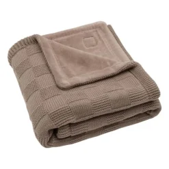 Jollein Deken Wieg - Box Knit/Velvet - 75 x 100 cm - Warm Sand