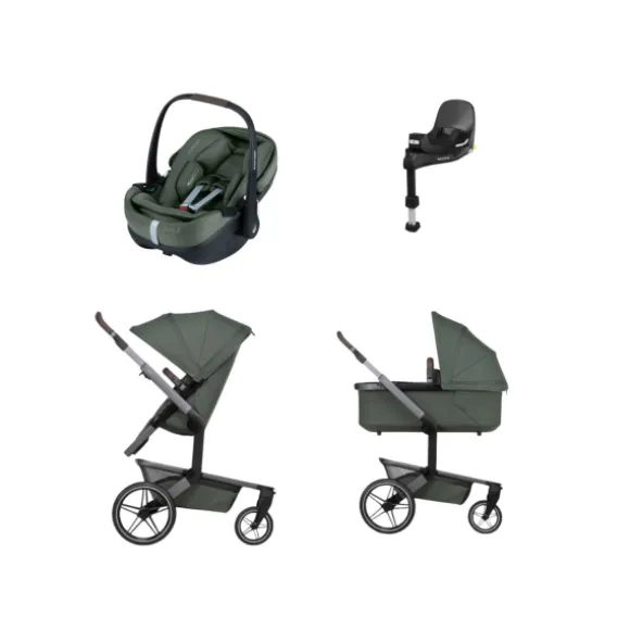 Joolz Day 5 Kinderwagen 4-in-1 - Forest Green | Joolz X Maxi-Cosi Pebble 360 Pro 2 Autostoeltje | Maxi-Cosi FamilyFix 360 Pro