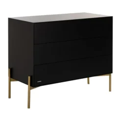 Kidsmill Boutique Babykamer Zwart / Brass | Bed 60 x 120 cm + Commode + Kast 2-Deurs