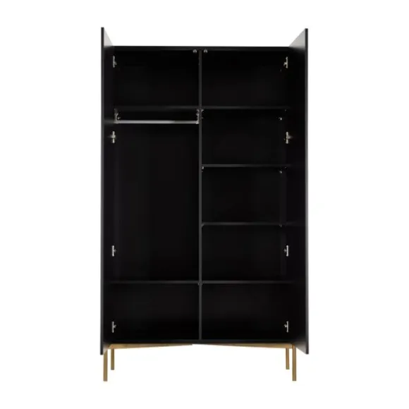 Kidsmill Boutique Babykamer Zwart / Brass | Bed 60 x 120 cm + Commode + Kast 2-Deurs