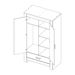 Kidsmill Long Island Kledingkast 2-Deurs Zwart / Oldwood