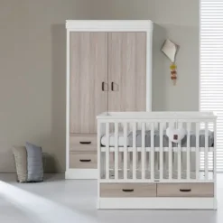 Kidsmill Newport Babykamer Wit / Eiken | Bed 60 x 120 cm + Commode