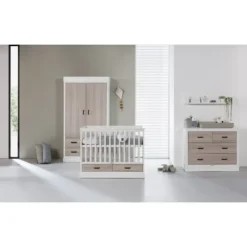 Kidsmill Newport Babykamer Wit / Eiken | Bed 60 x 120 cm + Commode