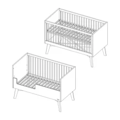 Kidsmill Sixties Babybed Wit Mat / Naturel 60 x 120 cm