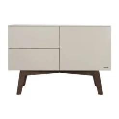 Kidsmill Sixties Babykamer Oatmeal / Walnoot | Commode + Kast 2-Deurs
