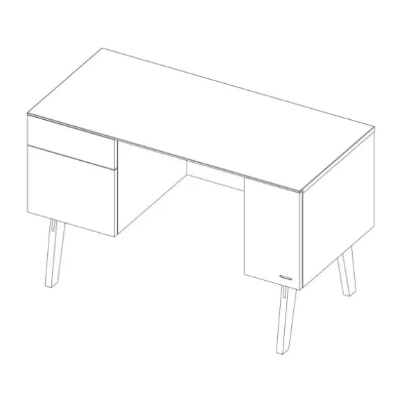 Kidsmill Sixties Bureau Wit Mat / Walnoot