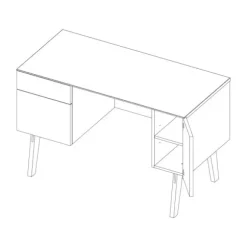 Kidsmill Sixties Kinderkamer Wit Mat / Naturel | Bed 90 x 200 + Bureau + Kast 2-Deurs