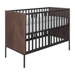 Kidsmill Vince Babykamer Black / Walnut | Bed 60 x 120 cm + Commode Breed