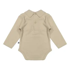 Klein Baby Oxford Tan Romper Met Kraag - Lange Mouw - Mt. 50 - Beige