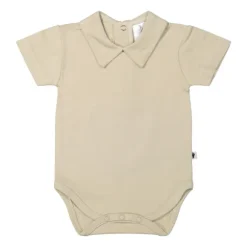 Klein Baby Oxford Tan Romper Met Kraag - Korte Mouw - Mt. 50 - Beige