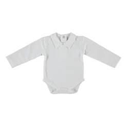 Klein Baby Romper Met Kraag - Lange Mouw - Off White