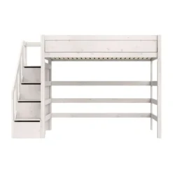Life Time Hoogslaper Deluxe - White Wash - 177 cm - 120 cm - Met Trapkast