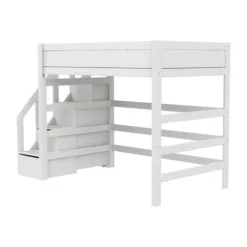 Life Time Hoogslaper Deluxe - White Wash - 177 cm - 120 cm - Met Trapkast