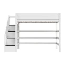 Life Time Hoogslaper Premium - White Wash - 177 cm - 120 cm - Met Trapkast