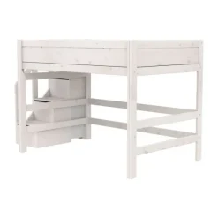 Life Time Hoogslaper Premium - White Wash - 152 cm - Met Trapkast
