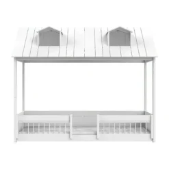 LIFETIME Kidsroom Huisbed Beach House 2‑In‑1 - Premium Rolbodem - Wit