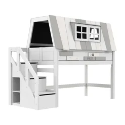 LIFETIME Kidsrooms Halfhoogslaper - My Hangout - Luxe Lattenbodem - Wit Gelakt