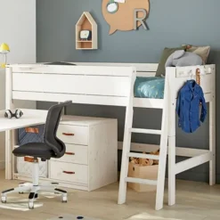 LIFETIME Kidsrooms Halfhoogslaper Luxe Rechte Trap Whitewash