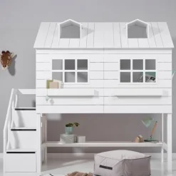 LIFETIME Kidsrooms Halfhoogslaper Lakehouse Luxe Wit Gelakt