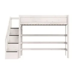 LIFETIME Kidsrooms Hoogslaper met Trapkast – 90×200 cm – Premium Rolbodem