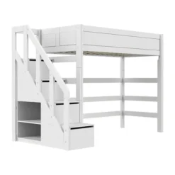 LIFETIME Kidsrooms Hoogslaper met Trapkast – 90×200 cm – Premium Rolbodem