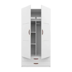LIFETIME Kidsrooms Kledingkast 2-Deurs - 2 Laden - Tussenwand - White Wash