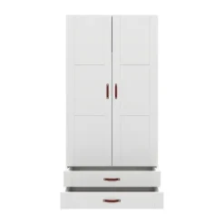 LIFETIME Kidsrooms Kledingkast 2-Deurs - 2 Laden - Tussenwand - White Wash