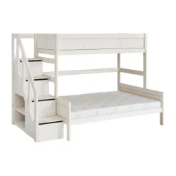 LIFETIME Kidsrooms Stapelbed Family met Trapkast Whitewash 140 x 200 cm