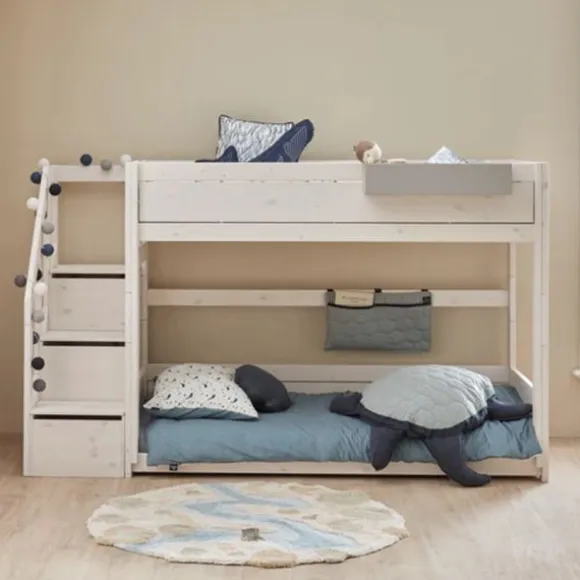 LIFETIME Kidsrooms Stapelbed Laag met Trapkast – 90×200 cm – Premium Rolbodem