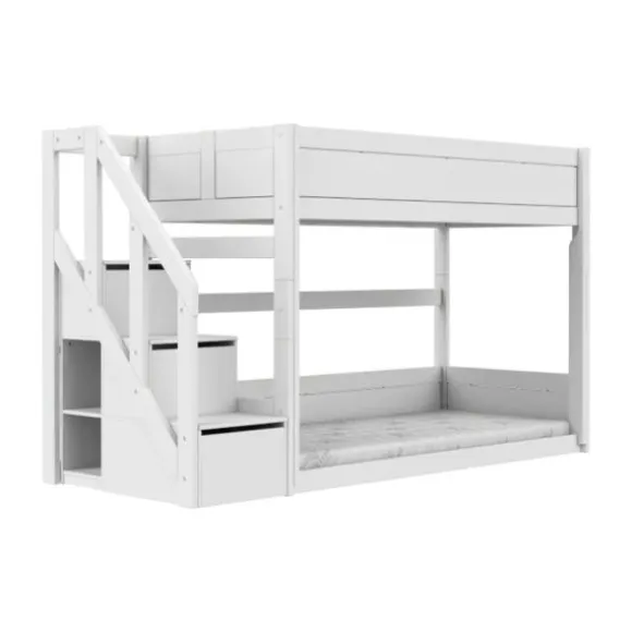LIFETIME Kidsrooms Stapelbed Laag met Trapkast – 90×200 cm – Premium Rolbodem