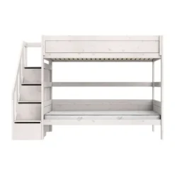 Life Time Stapelbed Premium - White Wash - 120 cm - Met Trapkast