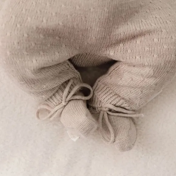 Little Dutch Gebreide Slofjes - Soft Beige Melée