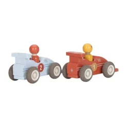 Little Dutch Pullback Racewagens Inclusief Pegdolls – Set van 2 – Hout