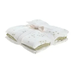 Lässig Swaddle & Burp M Multidoek - GOTS - 3pcs - 60 x 60 cm - Leave Olive / Milky