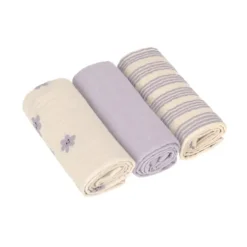 Lässig Tiny Team Swaddle & Burp Doeken - 3 Stuks - 60 x 60 cm - Pastel Lila